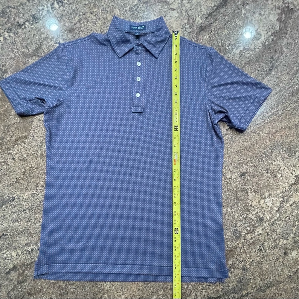 SOLD - Peter Millar Tailor Fit Navy Box Dot Patterned Polo Shirt Men’s Sz Medium - Picture 7 of 7